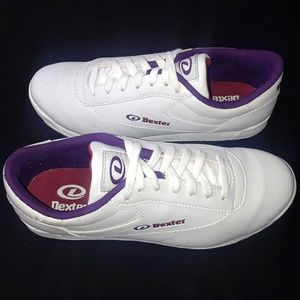 Woman's white& purple bowling shoes size 8 1/2 M.